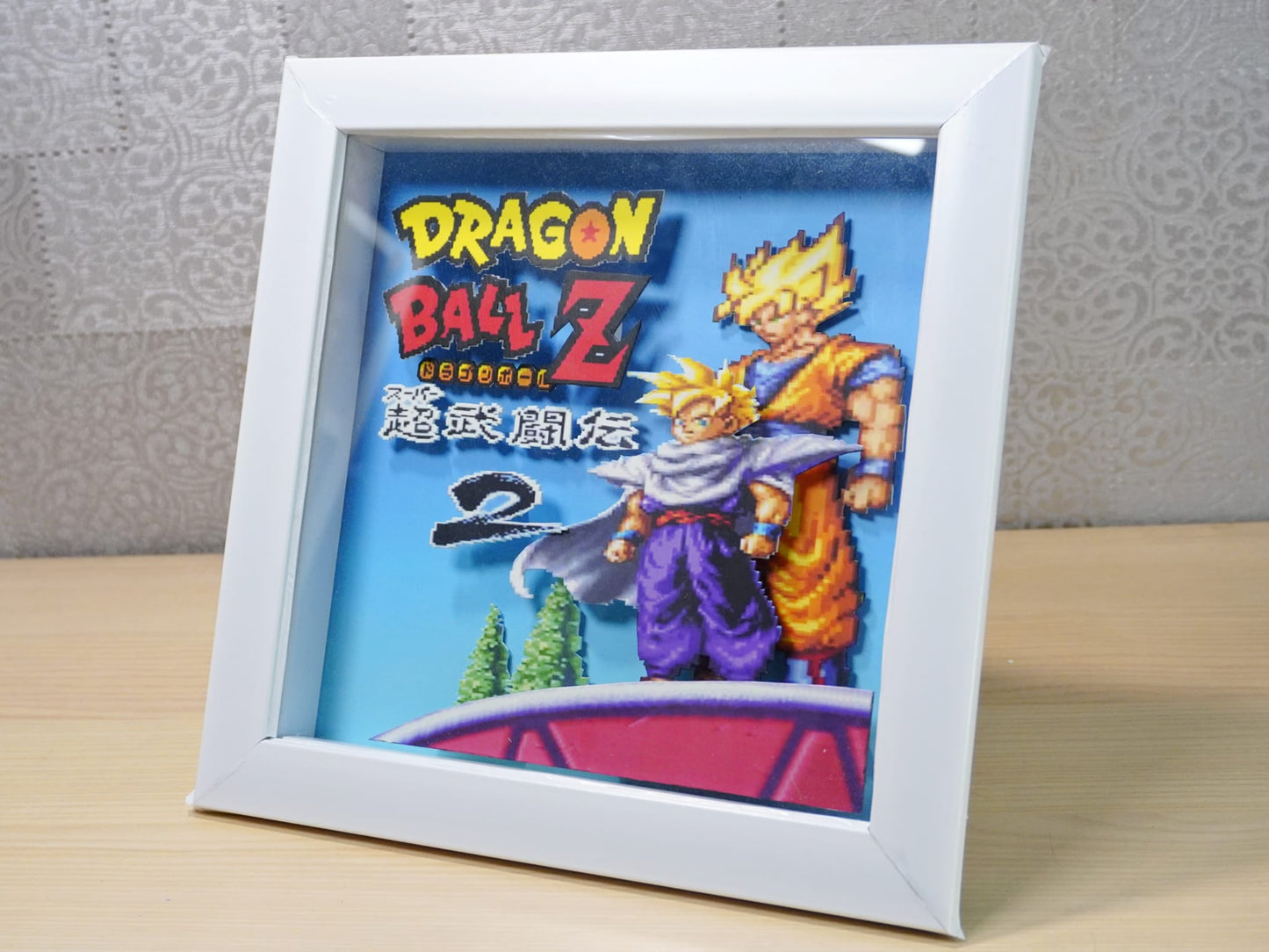 3D Retro Games Diorama Frame: Dragonball Z Butoden 2 title scene - 20x20cm with MUSIC