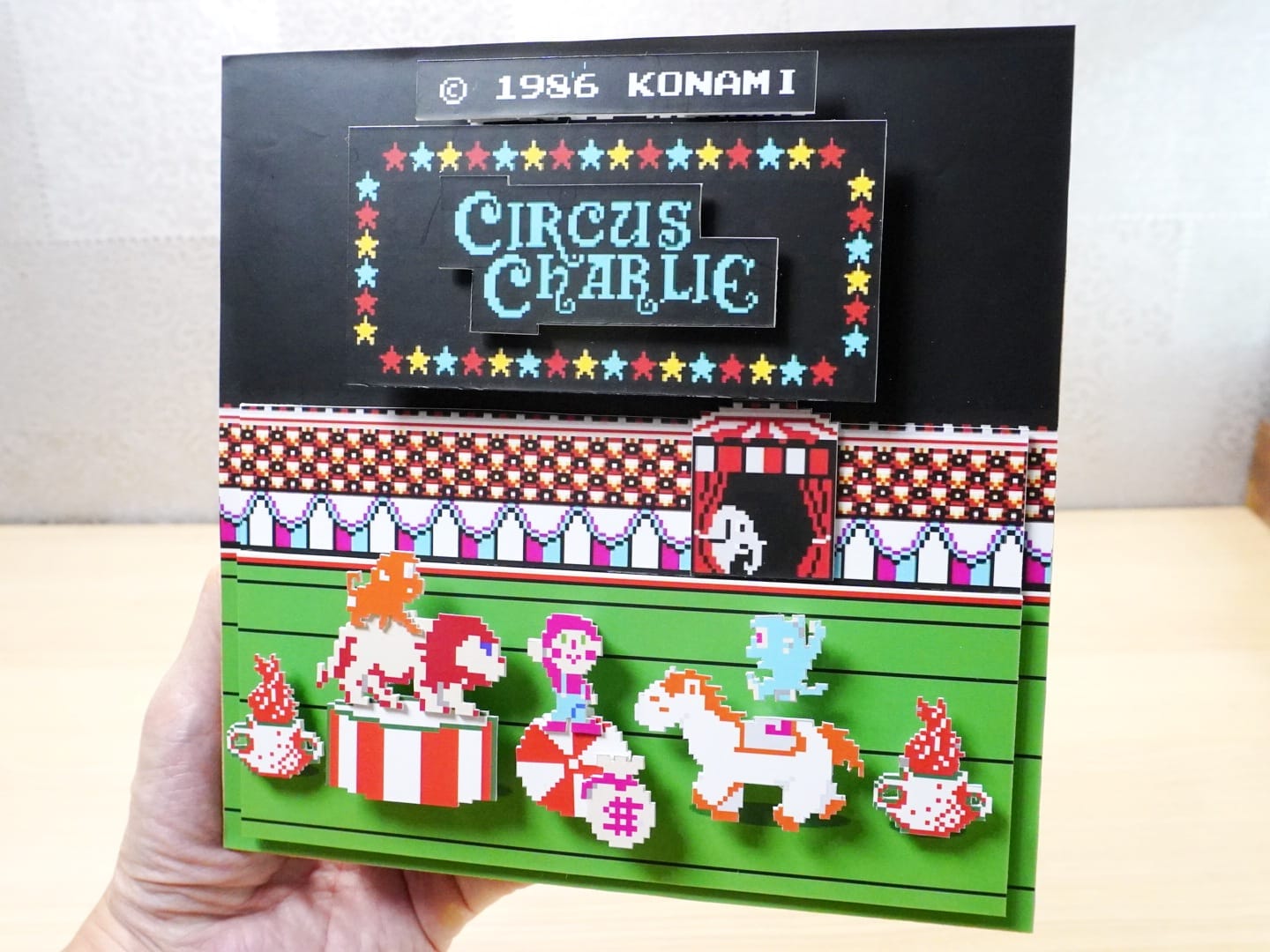 3D Retro Games Diorama Frame: Circus Charlie Nintendo - 20x20cm with Music