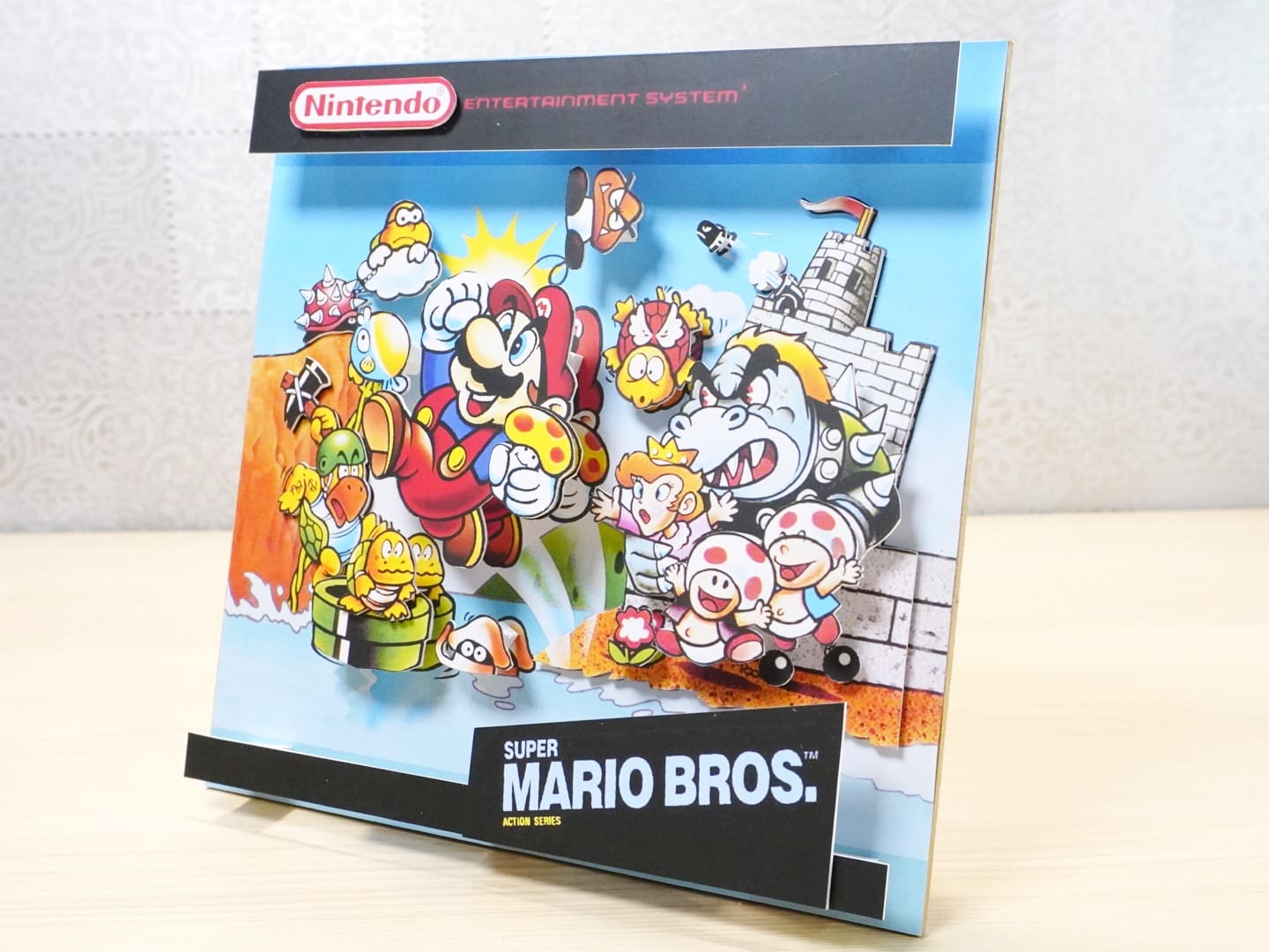 3D Retro Games Diorama Frame: Super Mario Bros Nintendo Cover - 20x20cm with music