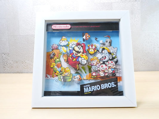 3D Retro Games Diorama Frame: Super Mario Bros Nintendo Cover - 20x20cm with music