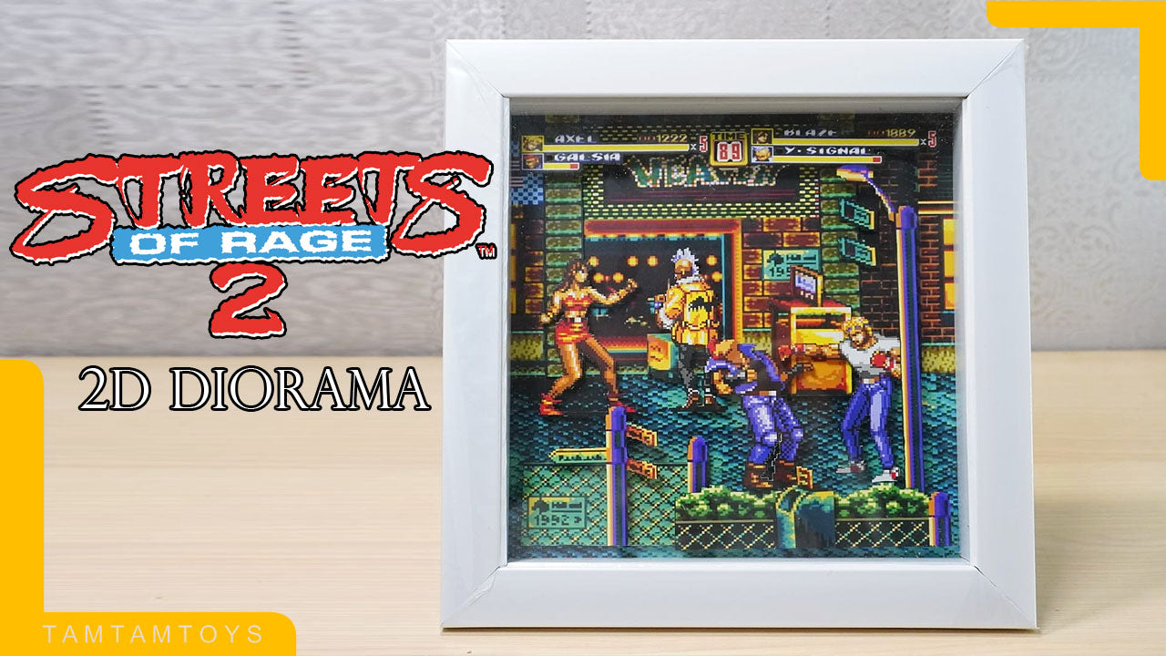 3D Retro Games Diorama Frame: Streets Of Rage 2 - Stage 1 - 20x20cm with music