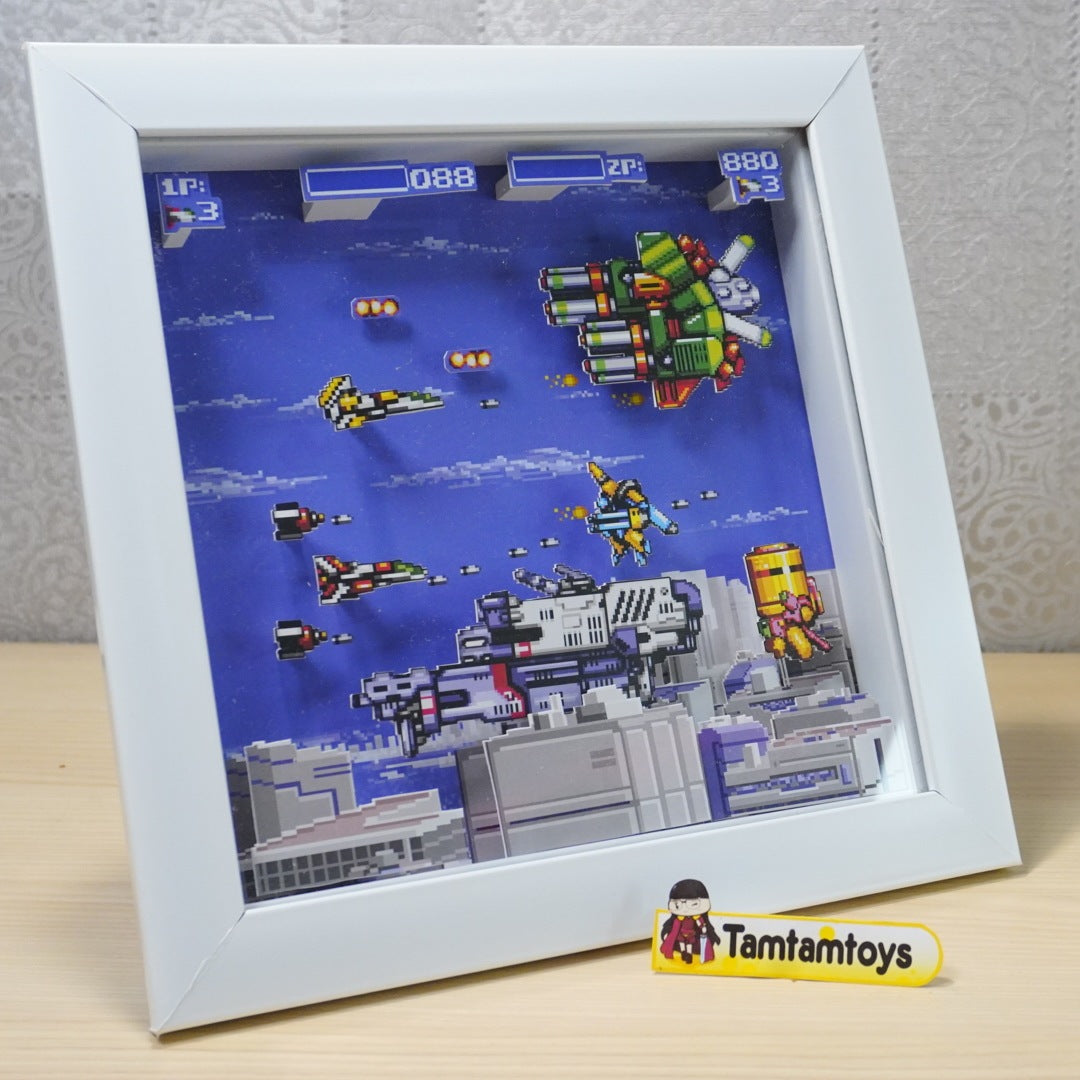 3D Retro Games Diorama Frame: Air Buster / Aero Blasters - 20x20cm with Music