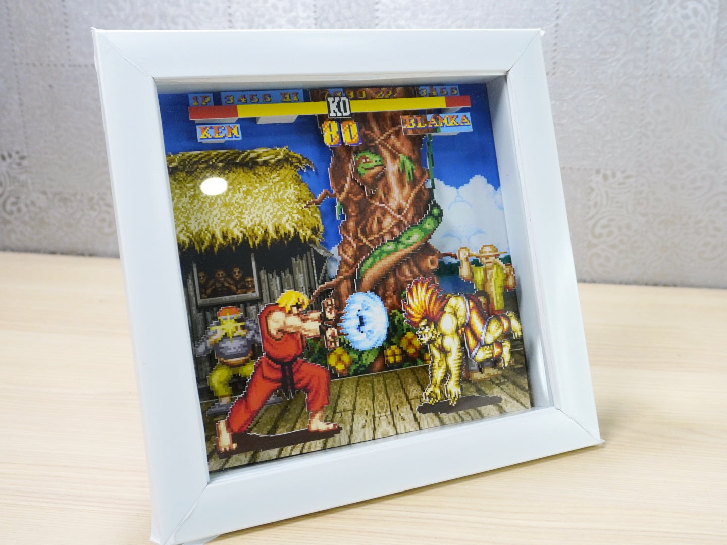 3D Retro Games Diorama Frame: Blanka's Stage - Street Fighter 2 - 20x20cm with Music