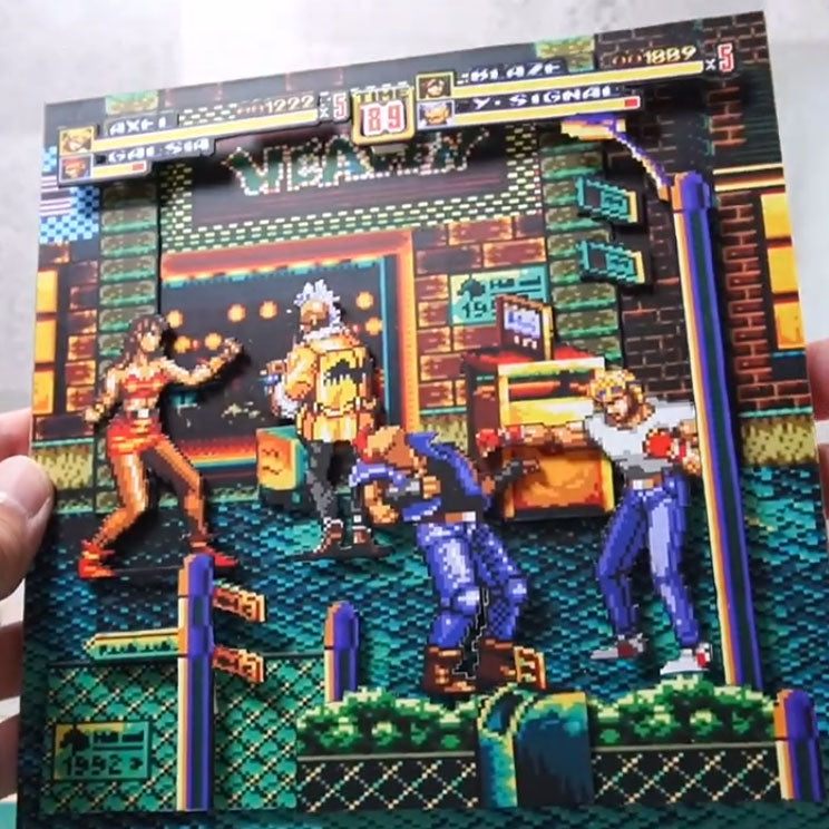 3D Retro Games Diorama Frame: Streets Of Rage 2 - Stage 1 - 20x20cm with music